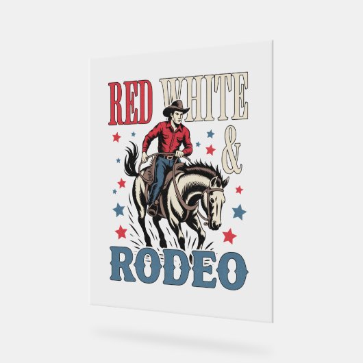 4 juli Rodeo Cowboy Acryl Bord (Hoek)