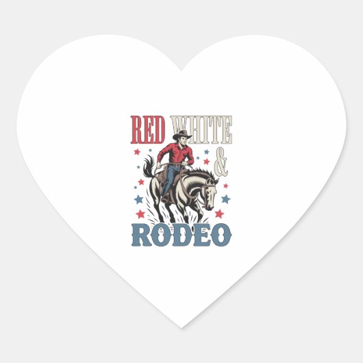 4 juli Rodeo Cowboy Hart Sticker (Voorkant)