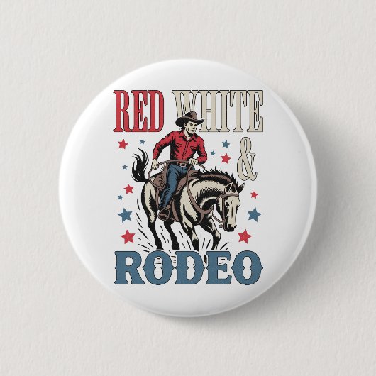 4 juli Rodeo Cowboy Ronde Button 5,7 Cm (Voorkant)