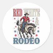 4 juli Rodeo Cowboy Ronde Sticker (Voorkant)