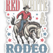 4 juli Rodeo Cowboy Sticker (Voorkant)