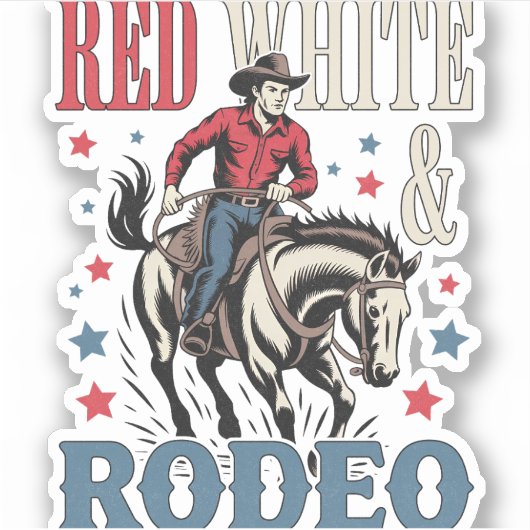 4 juli Rodeo Cowboy Sticker (Voorkant)