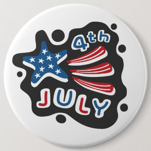 4 juli ronde button 6,0 cm