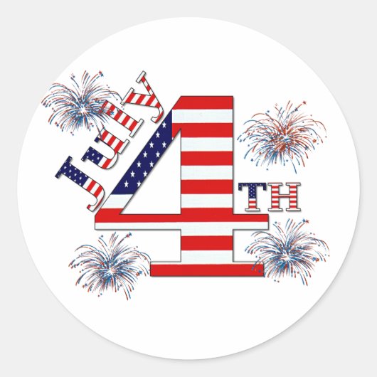 4 juli ronde sticker (Voorkant)