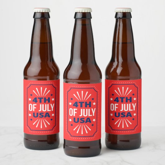 4 juli Rood bier Label Set Etiket (Flessen)
