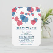 4 juli Rood & Blauw Spletters Baby shower Kaart (Staand voorkant)