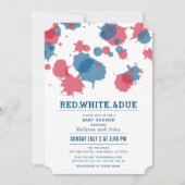 4 juli Rood & Blauw Spletters Baby shower Kaart (Voorkant)