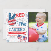 4 juli Rood en blauw 2e verjaardag Kaart (Voorkant)