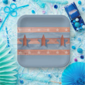 4 juli rood en blauw met sterren papieren bordje (Feest)