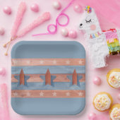 4 juli rood en blauw met sterren papieren bordje (Feest)