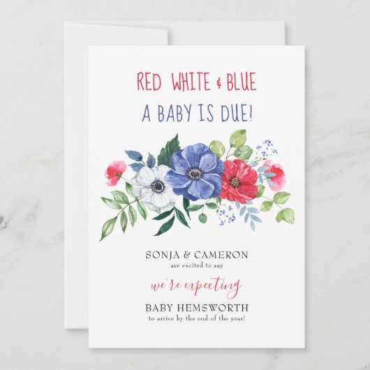4 juli Rood White Blue Baby wegens Florence Zwange Aankondiging (Voorkant)