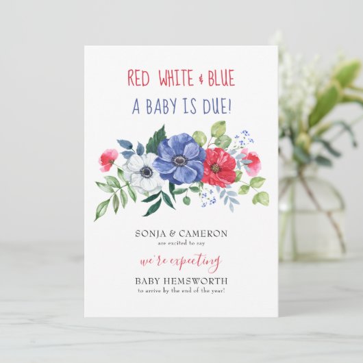 4 juli Rood White Blue Baby wegens Florence Zwange Aankondiging (Staand voorkant)