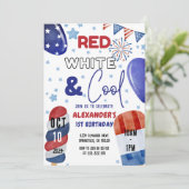 4 juli rood, wit blauw 1e 3e 5e 6e verjaardag kaart (Staand voorkant)