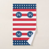 4 juli Rood Wit Blauw Aangepaste Monogram Initiaal Bad Handdoek (Handdoek)