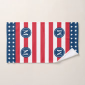 4 juli Rood Wit Blauw Aangepaste Monogram Initiaal Bad Handdoek (Handdoek)