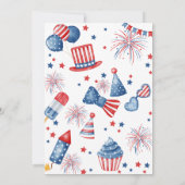 4 juli Rood Wit Blauw BBQ Uitnodiging (Achterkant)