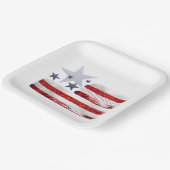 4 juli, rood, wit, blauw bord van vierkant papier. (Gebogen)