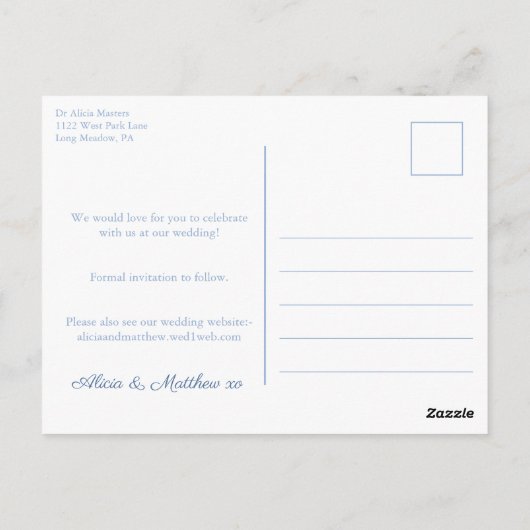 4 juli Rood Wit Blauw Bruiloft Bewaar de datum Briefkaart (Achterkant)