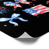 4 juli Rood Wit Blauw Coquette Boog Vuurwerk Poster (Hoek)