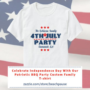 4 juli Rood Wit Blauw Familie Reünie Feest T-shirt