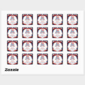 4 juli Rood Wit Blauw Feest Vierkante Sticker (Vel)
