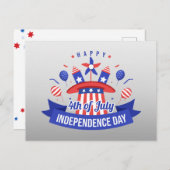 4 juli Rood Wit Blauw Gelukkige Onafhankelijkheids Feestdagenkaart (Voorkant / Achterkant)
