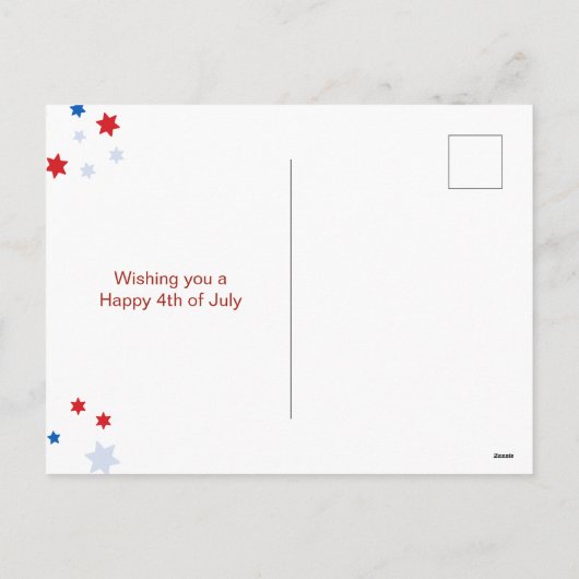 4 juli Rood Wit Blauw Gelukkige Onafhankelijkheids Feestdagenkaart (Achterkant)