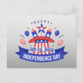4 juli Rood Wit Blauw Gelukkige Onafhankelijkheids Feestdagenkaart (Voorkant)