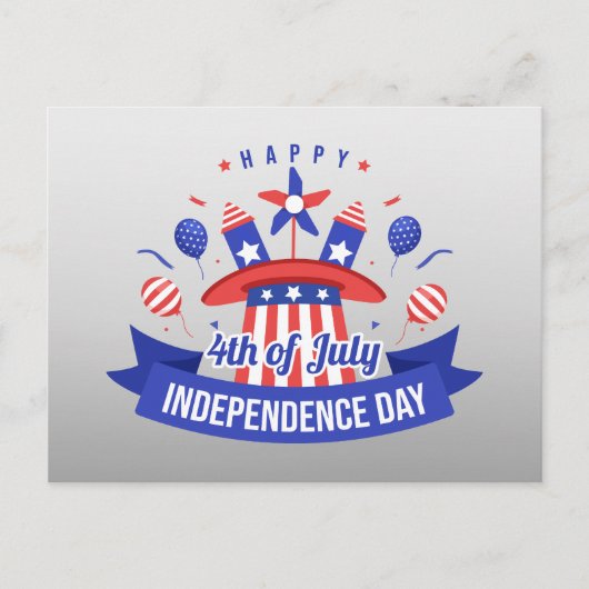 4 juli Rood Wit Blauw Gelukkige Onafhankelijkheids Feestdagenkaart (Voorkant)