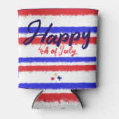 4 juli Rood wit blauw geschilderde strepen Blikjeskoeler (Voorkant)