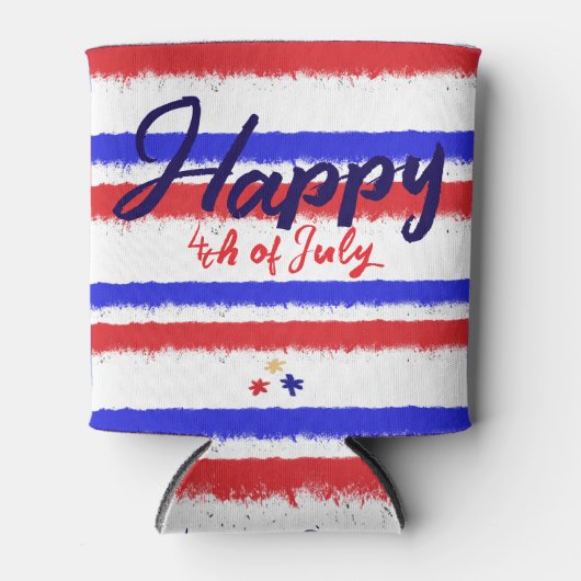 4 juli Rood wit blauw geschilderde strepen Blikjeskoeler (Voorkant)