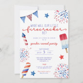 4 juli rood wit blauw Geslacht onthullen vuurwerk Kaart (Voorkant)