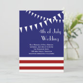 4 juli Rood, Wit & Blauw Huwelijksuitnodiging Kaart (Staand voorkant)