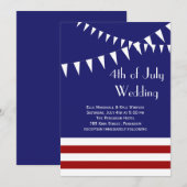 4 juli Rood, Wit & Blauw Huwelijksuitnodiging Kaart (Voorkant / Achterkant)