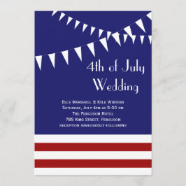4 juli Rood, Wit & Blauw Huwelijksuitnodiging Kaart