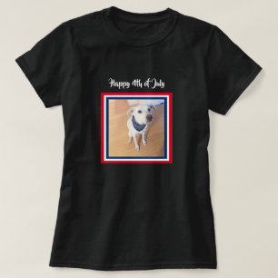4 juli Rood, Wit, Blauw Kute White Puppy Dog T-shirt