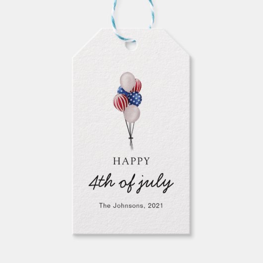4 juli Rood Wit Blauw Onafhankelijkheidsdag USA Cadeaulabel (Voorkant)