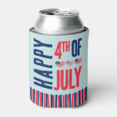 4 juli Rood Wit Blauw Patriottisch Blikjeskoeler (Blikje Voorkant)
