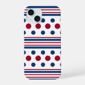 4 juli rood wit & blauw patriottisch iPhone 15 case (Achterkant)