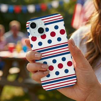 4 juli rood wit & blauw patriottisch iPhone 15 case