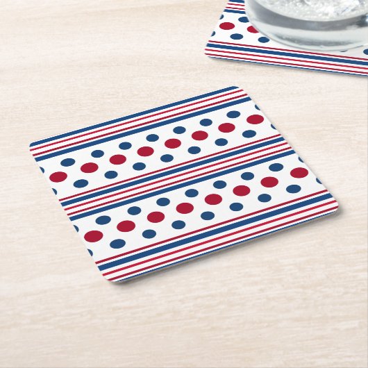 4 juli Rood Wit & Blauw Patriottisch Kartonnen Onderzetters (Schuin)