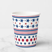 4 juli Rood Wit & Blauw Patriottisch Papieren Bekers (Voorkant)