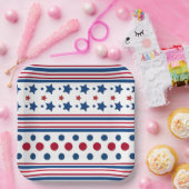 4 juli Rood Wit & Blauw Patriottisch Papieren Bordje (Feest)