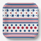 4 juli Rood Wit & Blauw Patriottisch Papieren Bordje (Voorkant)