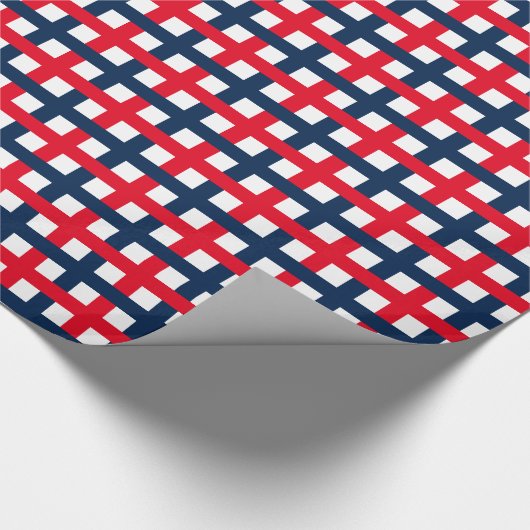 4 juli rood wit blauw patriottisch raster cadeaupapier (Hoek)