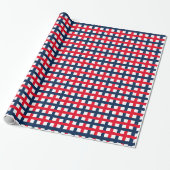 4 juli rood wit blauw patriottisch raster cadeaupapier (Uitgerold)