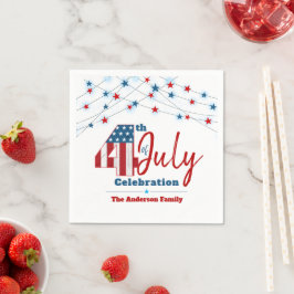 4 juli Rood Wit Blauw Patriottisch USA Vlag Sterre Servet