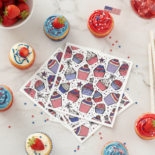 4 juli Rood Wit & Blauw Patriottische Cupcakes Servet