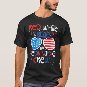4 juli Rood Wit & Blauw PEDS Verpleegster Crew Pat T-shirt