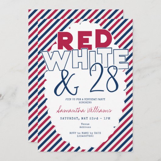 4 juli Rood Wit Blauw Picknick BBQ Verjaardagsfees Kaart (Voorkant / Achterkant)